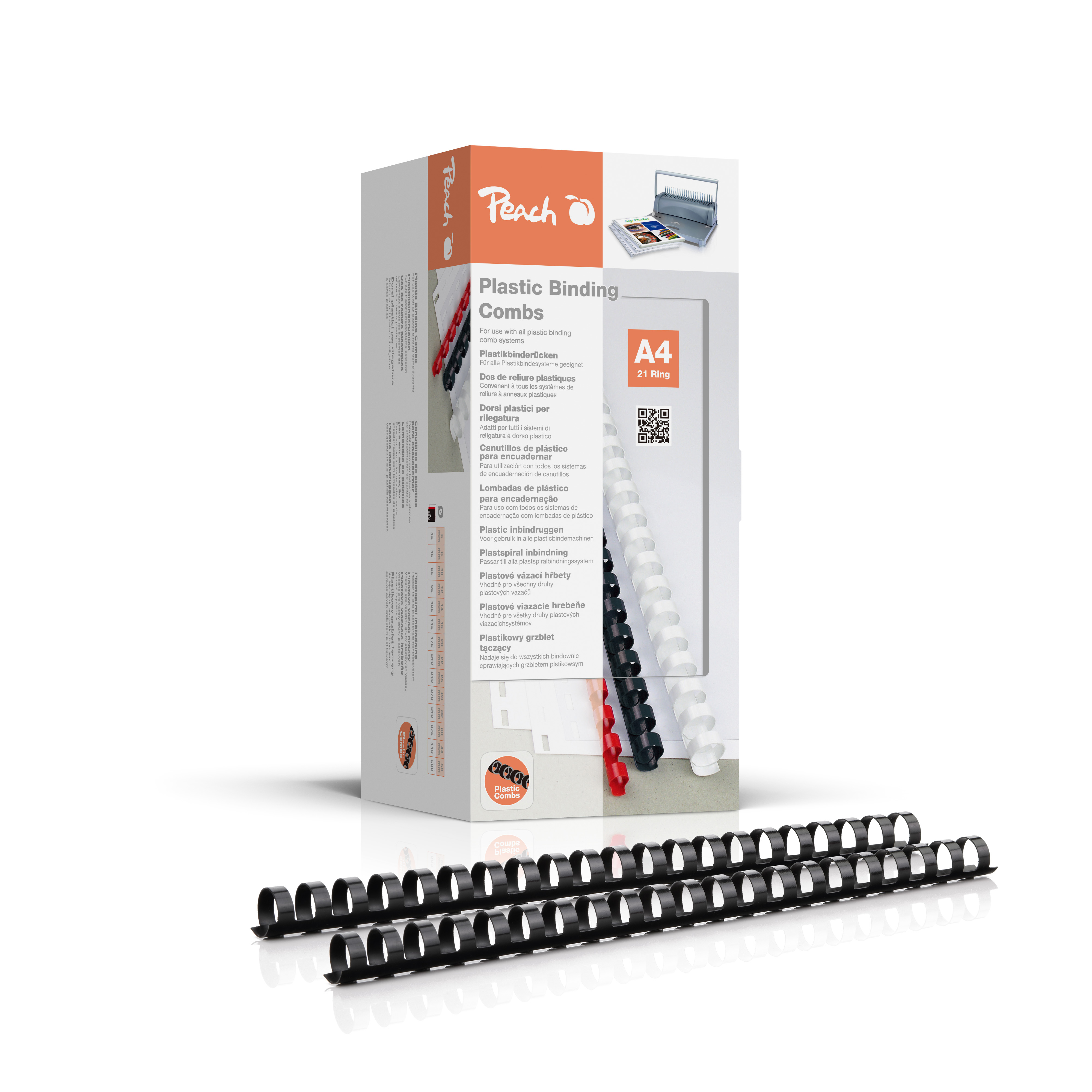 Peach Binderücken 16mm für je 145 Blatt A4 100 Stück schwarz PB416-02