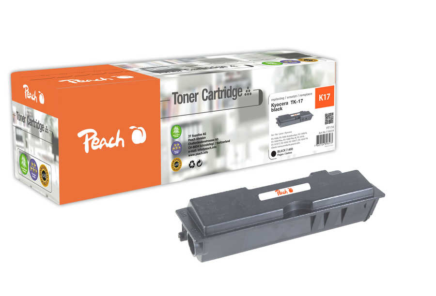 Peach K17 Toner bk ersetzt Kyocera TK-17 für z.B. Kyocera FS -1000, Kyocera FS -1000 Arztdrucker, Kyocera FS -1000 N, Ky