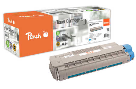 Peach O4332/36/38 Toner cy ersetzt OKI 43324423 für z.B. OKI C 5500 N, OKI C 5550 MFP, OKI C 5550 n MFP, OKI C 5800, OKI