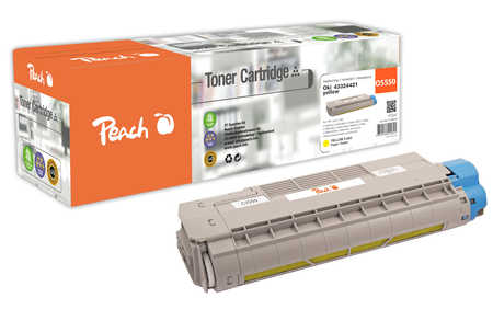 Image of Peach O4332/36/38 Toner ye ersetzt OKI 43324421 für z.B. OKI C 5900, OKI C 5500 N, OKI C 5550 MFP, OKI C 5550 n MFP, OKI C 5800, OKI C 5800 DN