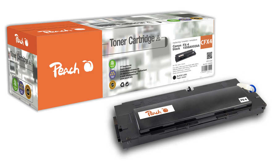 Peach CFX4 Toner bk ersetzt Canon FX-4, 1558A002AA für z.B. Canon Fax L 800, Canon Fax L 900, Canon Laser Class 8500, Ca