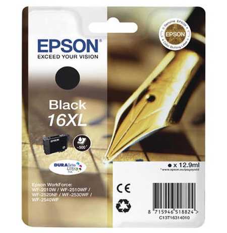 Epson E16XLbk Druckerpatronen XL bk - Epson No. 16XL bk, C13T16314010 für z.B. Epson WorkForce WF -2010 W, Epson WorkFor