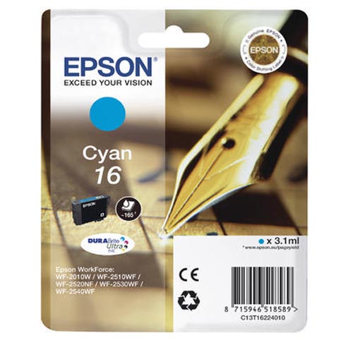 Image of Epson E16c cy - Epson No. 16 c, C13T16224010 für z.B. Epson WorkForce WF -2010 W, Epson WorkForce WF -2500, Epson WorkForce WF -2510 WFbei 3ppp3 Peach online Shop