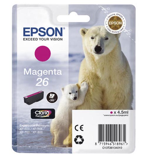 Image of Epson E26m ma - Epson No. 26 m, C13T26134010 für z.B. Epson Expression Premium XP -510, Epson Expression Premium XP -520bei 3ppp3 Peach online Shop