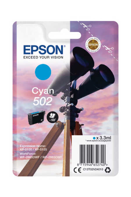 Image of Epson E502C cy - Epson No. 502C, C13T02V24010 für z.B. Epson Expression Home XP -5100, Epson Expression Home XP -5105, Epson WorkForce WF -2860 DWFbei 3ppp3 Peach online Shop