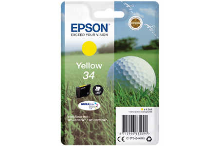 Epson E34 Druckerpatronen ye - Epson T3464, No. 34 y, C13T34644010 für z.B. Epson WorkForce Pro WF -3700, Epson WorkForc