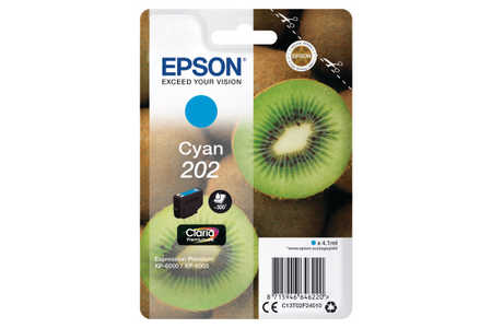 Epson E2F2 Druckerpatronen cy - Epson T02F2, No. 202 c, C13T02F24010 für z.B. Epson Expression Premium XP -6000, Epson E