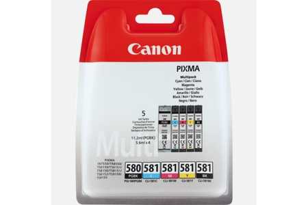 Image of Canon C580 (BK, C, M, yellow) - Canon PGI-580, CLI-581, 2078C005 für z.B. Canon Pixma TS 8350, Canon Pixma TS 6251, Canon Pixma TR 8550bei 3ppp3 Peach online Shop