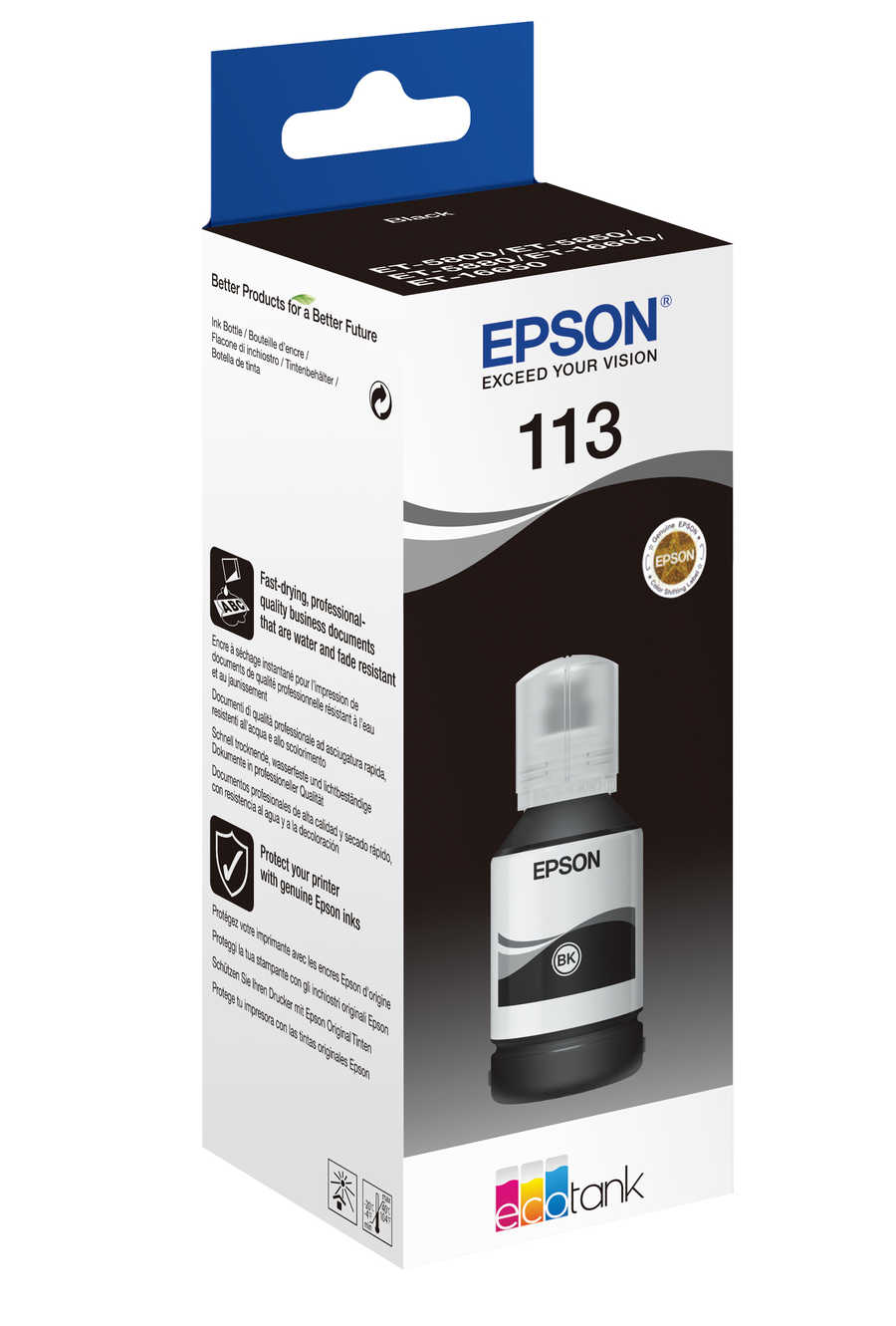 Epson E113BK Druckerpatronen bk - Epson No. 113BK, T06B140 für z.B. Epson EcoTank ET -16150, Epson EcoTank ET -16600, Ep