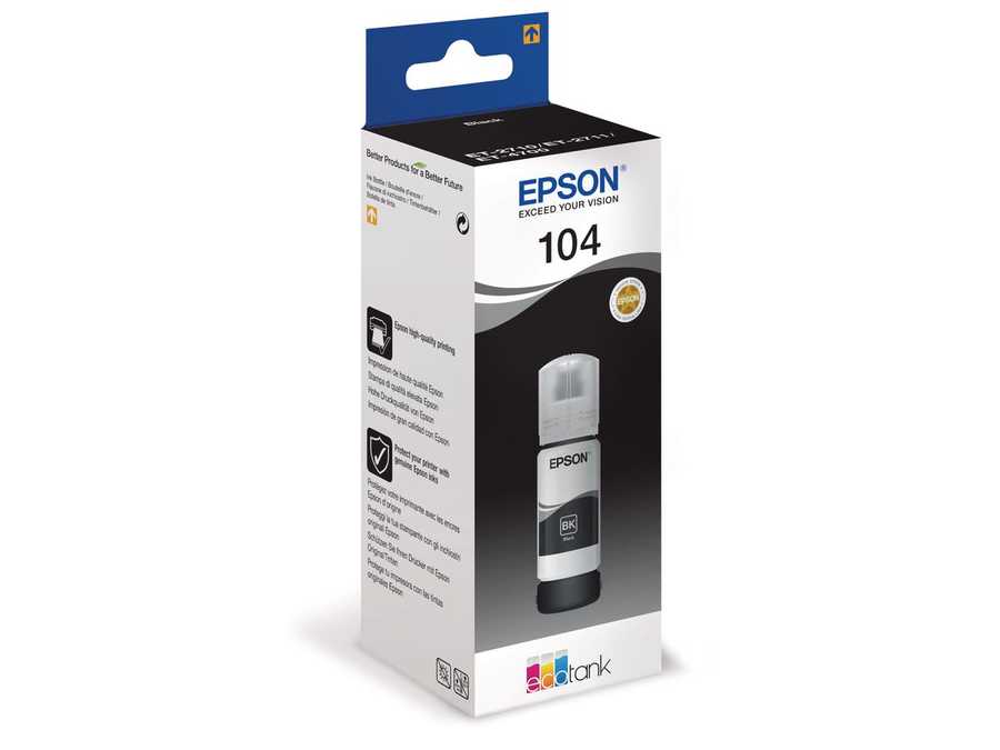 Epson E104BK Druckerpatronen bk - Epson No. 104BK, T00P140 für z.B. Epson EcoTank ET -2756, Epson EcoTank ET -2751, Epso