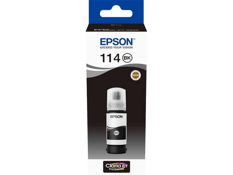 Epson E114bk Druckerpatronen schwarz - Epson No. 114 bk, C13T07A140 für z.B. Epson EcoTank ET -8500, Epson EcoTank ET -8