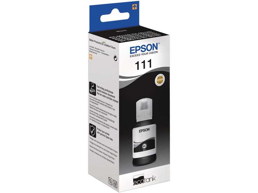 Epson E111bk Druckerpatronen schwarz - Epson No. 111 bk, C13T03M140 für z.B. Epson EcoTank ETM 1100, Epson EcoTank ETM 1