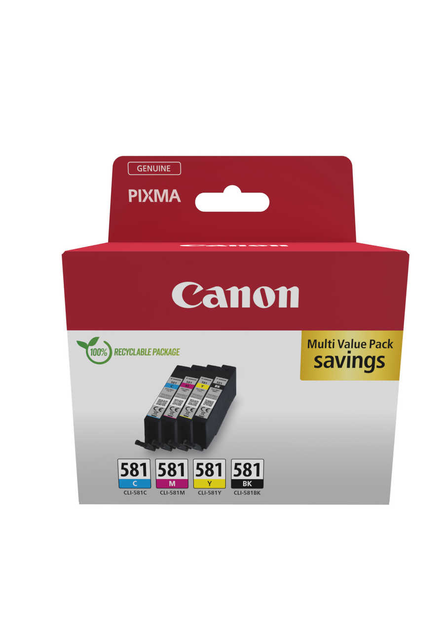 Canon C580 Druckerpatronen (BK, C, M, yellow) – Canon PGI-580, CLI-581, 2103C007 für z.B. Canon Pixma TR 7500, Canon Pixma TR 7550