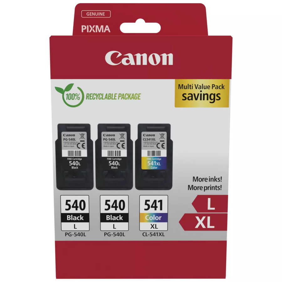 Canon C540/541 Druckerpatronen XL (bk, c) – Canon PG540/CL541b, 5224B017 für z.B. Canon Pixma MG 2100, Canon Pixma MG 2140, Canon Pixma MG 2150