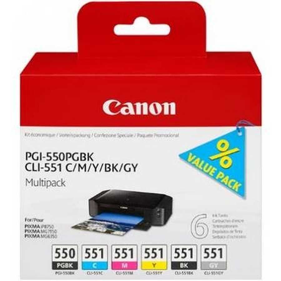 Canon C551MUL Druckerpatronen (bk, c, m, y) – Canon CLI-551MUL, 6496B005 für z.B. Canon Pixma IP 8700, Canon Pixma IP 8750, Canon Pixma MG 6300