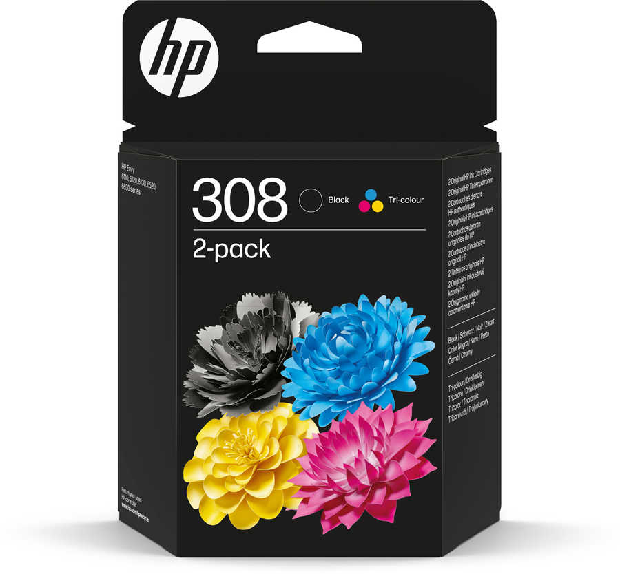 HP H308 Druckerpatronen (bk, c) – HP No. 308, 6L6S6UE für z.B. HP Envy 6100, HP Envy 6110 e, HP Envy 6120 e, HP Envy 6122 e, HP Envy 6130 e