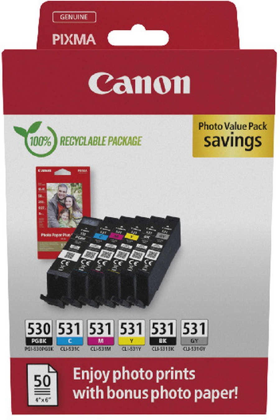Canon C530/531 Druckerpatronen (bk, c, m, y) – Canon 6117C004 für z.B. Canon Pixma TS 8700, Canon Pixma TS 8750, Canon Pixma TS 8751
