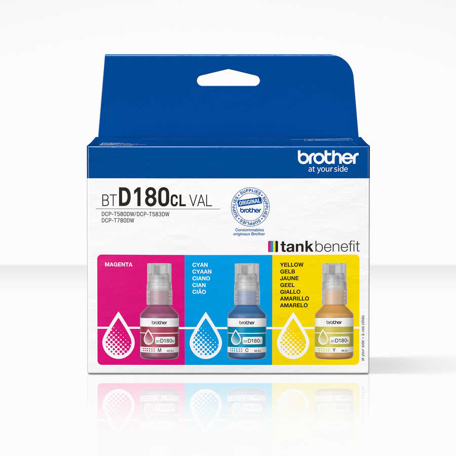 Brother B180 Druckerpatronen (c, m, y) – Brother BTD180CLVAL für z.B. Brother DCPT 580 DW, Brother DCPT 580, Brother DCPT 583 DW