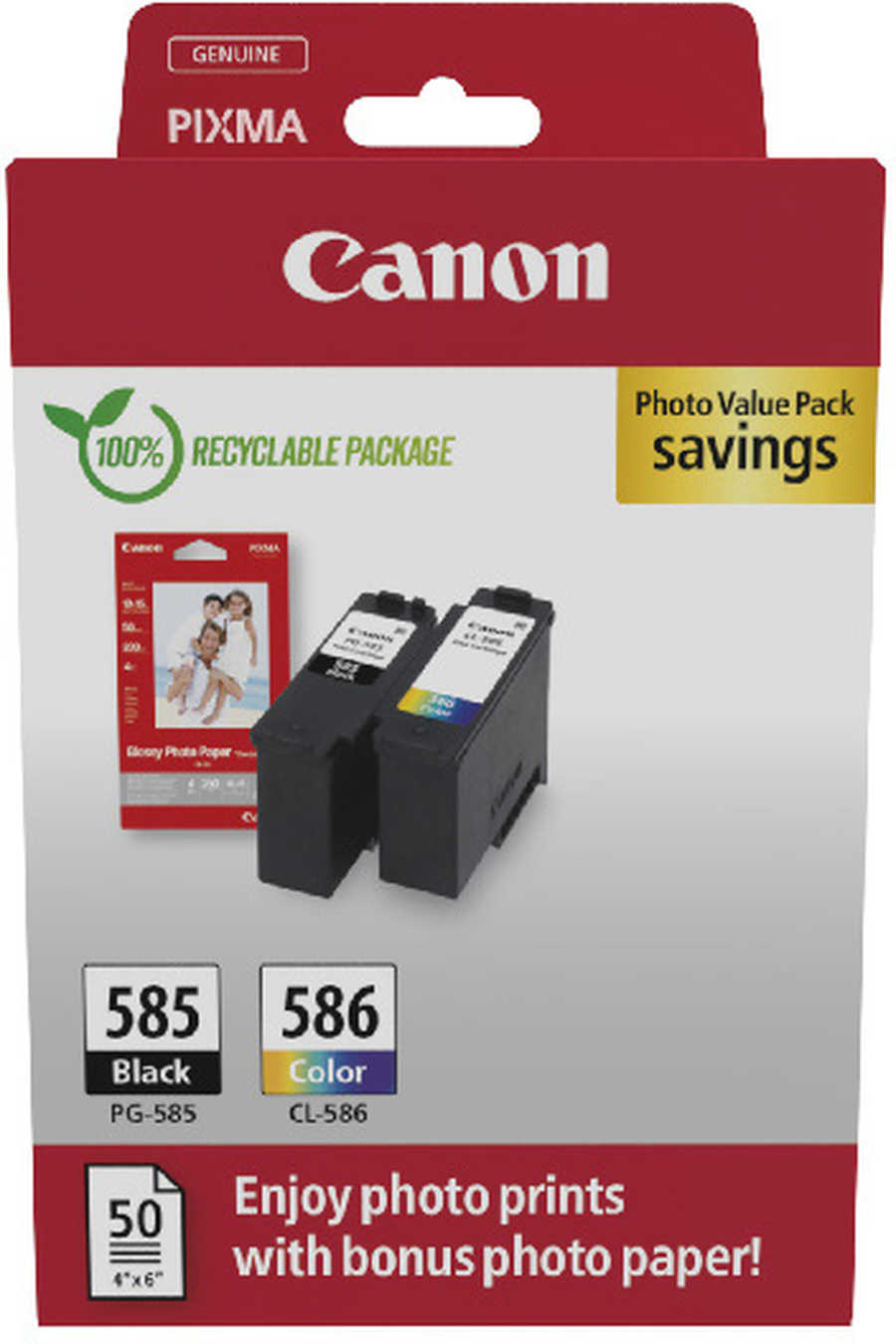 Image of Canon C585/586/595 Druckerpatronen (bk, c, m, y) - Canon PG585/CL586, 6205C004 für z.B. Canon Pixma TS 7750 i, Canon Pixma TS 7600