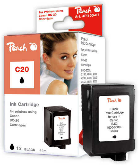 Peach C20/23 Druckkopf bk ersetzt Canon, Apple BC-20BK, 0895A002 für z.B. Apple Color Stylewriter 2400, Apple Color Stylewriter 2500, Canon BJC 2000
