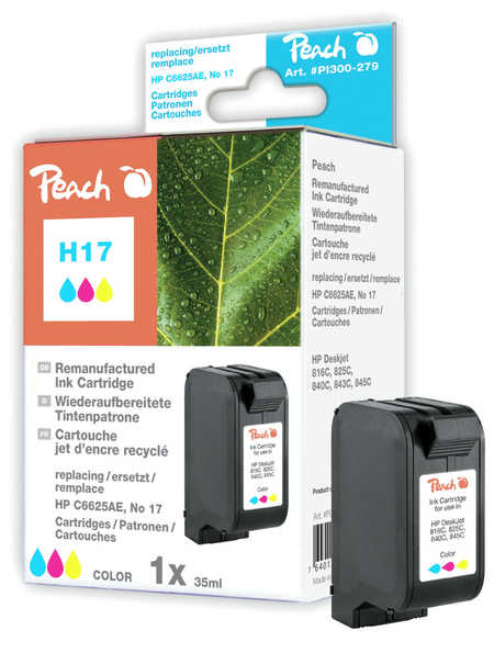 Image of Peach H17 Druckerpatrone col ersetzt HP No. 17, C6625AE für z.B. HP DeskJet 816 C, HP DeskJet 817 C, HP DeskJet 825 C, HP DeskJet 825 CVRbei 3ppp3 Peach online Shop