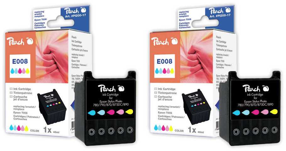 Peach Doppelpack Tintenpatronen color kompatibel zu Epson T008C*2, C13T00840310