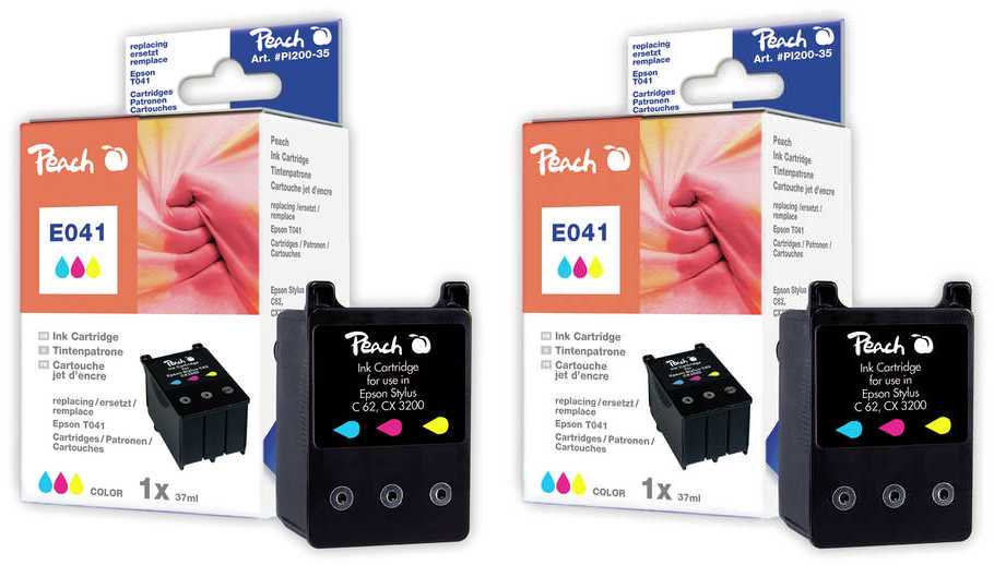 Peach E41 C 2 Druckerpatronen 2*col ersetzt Epson T041C*2, C13T04104010 für z.B. Epson Stylus C 62, Epson Stylus CX 3200