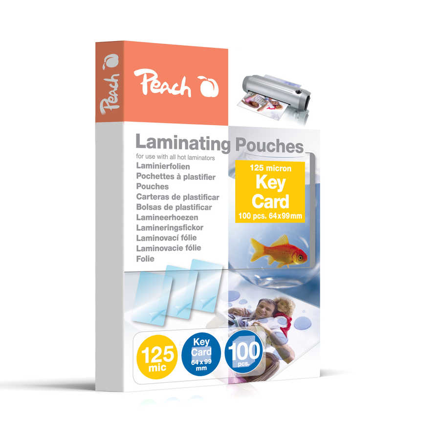 Peach 100 x Key Card Laminierfolien 64x99mm, 125mic, glänzend