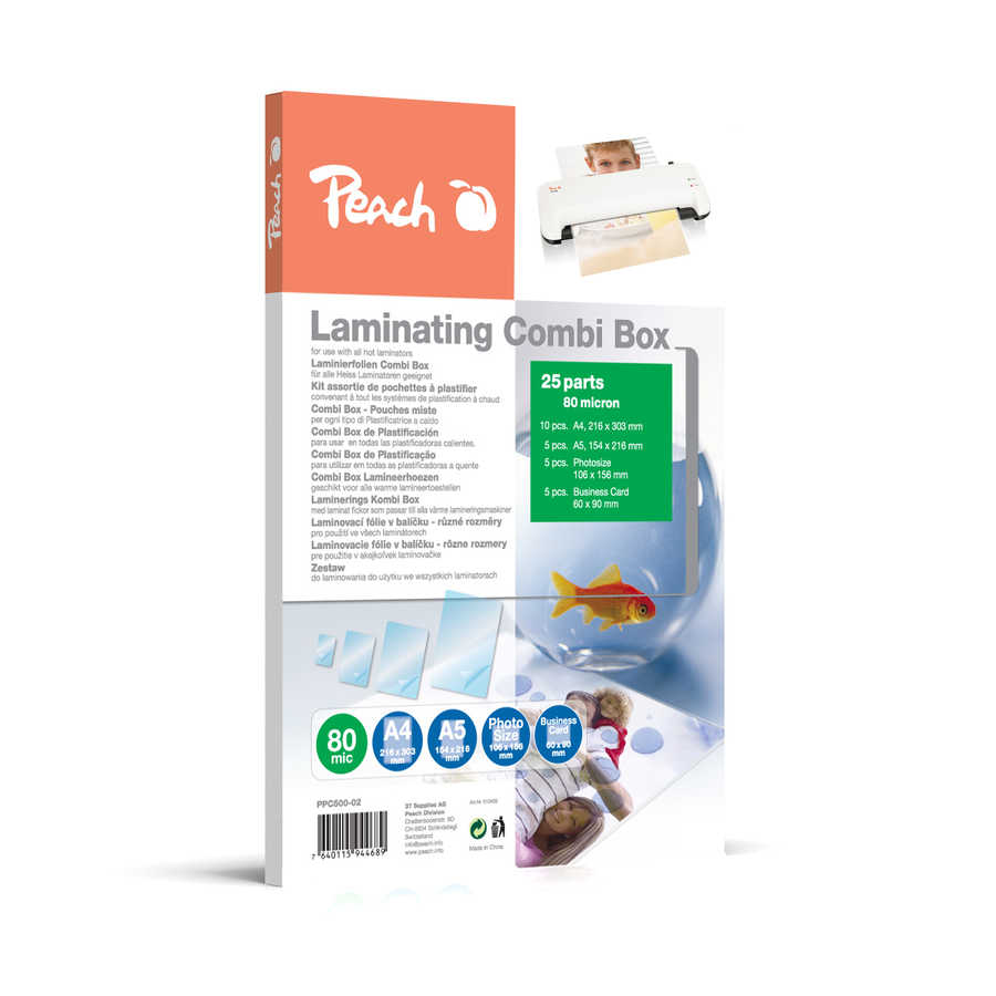 Peach Laminierfolien 25er Starterset, 80mic, versch. Grössen
