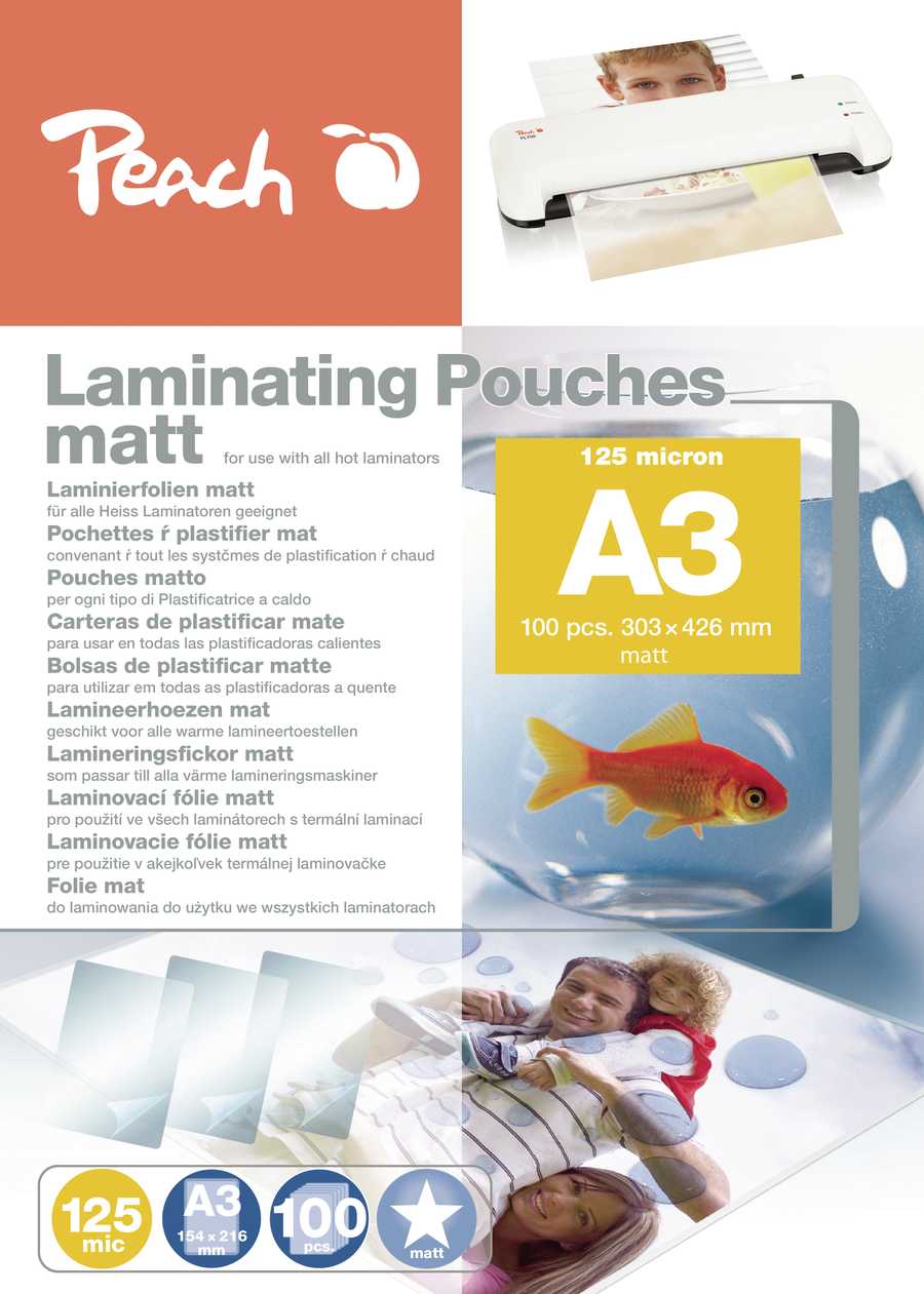 Image of Peach 100 x A3 Laminierfolien, 125 mic, mattbei 3ppp3 Peach online Shop