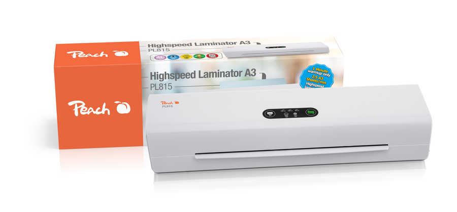 Peach Professional Highspeed Laminator A3 inkl. gratis Starterpaket | Schnell startklar nur 60 Sekunden vs. 3-5 Min. | 4