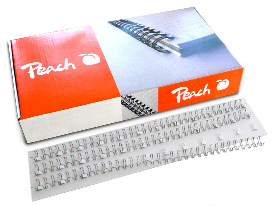 Peach Drahtbinderücken Easy-Wire, 8mm, silber, 3:1, 34 Schlaufen A4, 100 Stk.