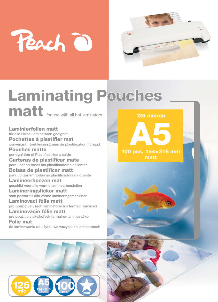 Image of Peach 100 x A5 Laminierfolien, 125 mic, mattbei 3ppp3 Peach online Shop