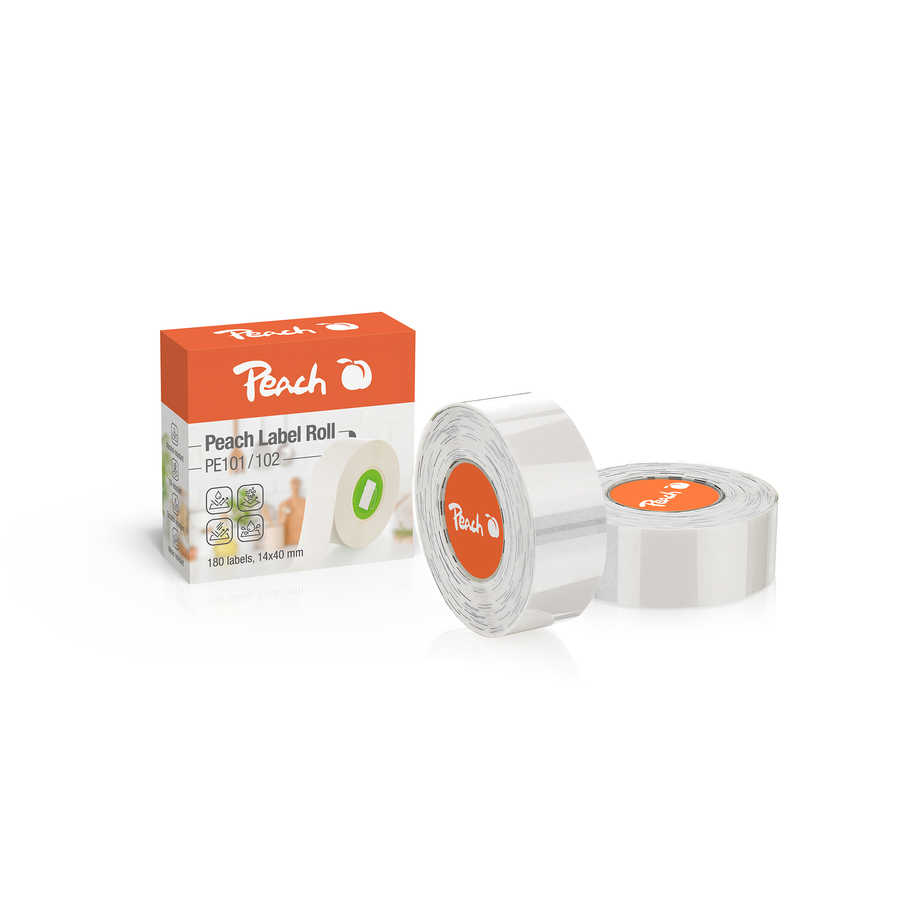 Peach Label Roll, 14x40mm, 180/roll, transp, PE102