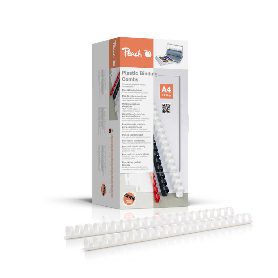 Peach Binderücken 6mm, für 25 Blatt A4, weiss, 300 Stück