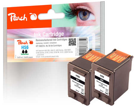 Image of Peach H56 2 Druckköpfe 2*bk ersetzt HP No. 56*2, C9502AE für z.B. HP OfficeJet 5610, HP PSC 2410, HP DeskJet 5150, HP DeskJet 9680 GP, HP Fax 1240bei 3ppp3 Peach online Shop