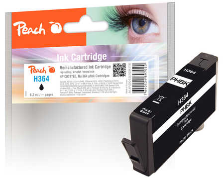 Image of Peach H364phbk Druckerpatrone bkph ersetzt HP No. 364 phbk, CB317EE für z.B. HP PhotoSmart C 5390, HP PhotoSmart Premium Fax C 309 abei 3ppp3 Peach online Shop