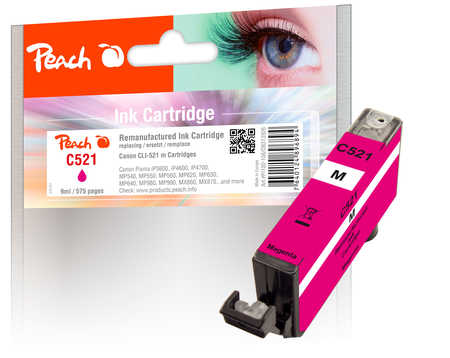 Image of Peach C521M Druckerpatrone XL ma ersetzt Canon CLI-521M, 2935B001 für z.B. Canon Pixma MP 550, Canon Pixma IP 4600, Canon Pixma IP 4700bei 3ppp3 Peach online Shop