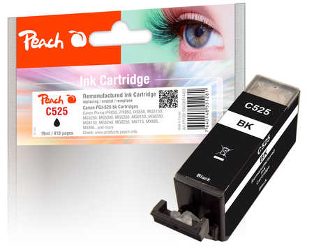 Image of Peach C525PGBK Druckerpatrone XL bk ersetzt Canon PGI-525PGBK, 4529B001 für z.B. Canon Pixma MG 5350, Canon Pixma MG 5150, Canon Pixma MG 6150bei 3ppp3 Peach online Shop