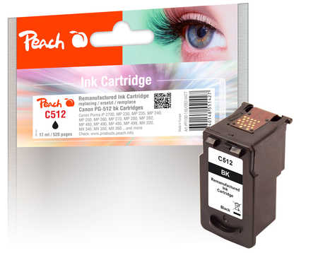 Image of Peach C512BK Druckkopf XL bk ersetzt Canon PG-512BK, 2969B001 für z.B. Canon Pixma MX 410, Canon Pixma IP 2700, Canon Pixma MP 250bei 3ppp3 Peach online Shop