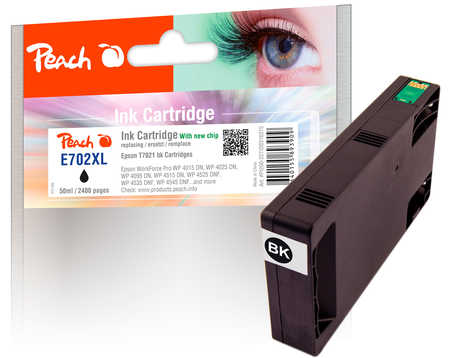 Peach E70 Druckerpatrone XL bk ersetzt Epson T7021 bk, C13T70214010 für z.B. Epson WorkForce Pro WP -4015 DN, Epson Work