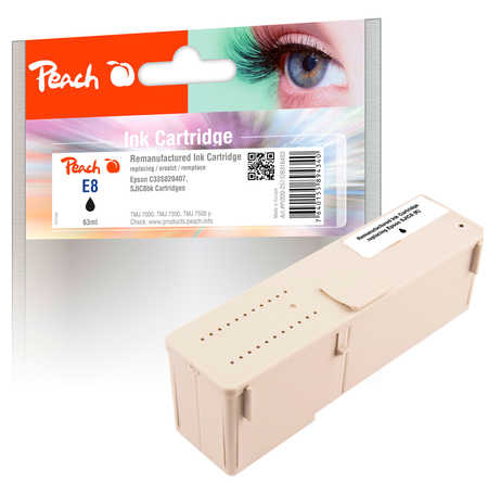 Image of Peach ESJIC8 Druckerpatrone bk ersetzt Epson SJIC8bk, C33S020407 für z.B. Epson TMJ 7000, Epson TMJ 7500, Epson TMJ 7500 p, Epson TMJ 9000bei 3ppp3 Peach online Shop