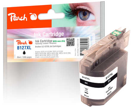 Peach B127 XLBK Druckerpatrone XL bk ersetzt Brother LC-127XLBK für z.B. Brother DCPJ 4110 DW, Brother DCPJ 4110 W, Brother MFCJ 4310 DW