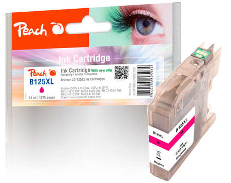 Peach B125 XLM Druckerpatrone XL ma ersetzt Brother LC-125XLM für z.B. Brother DCPJ 4110 DW, Brother DCPJ 4110 W, Brother MFCJ 4310 DW