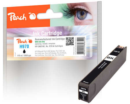 Peach HP 970 bk Druckerpatrone bk ersetzt HP No. 970 bk, CN621A für z.B. HP OfficeJet Pro X 450, HP OfficeJet Pro X 451 