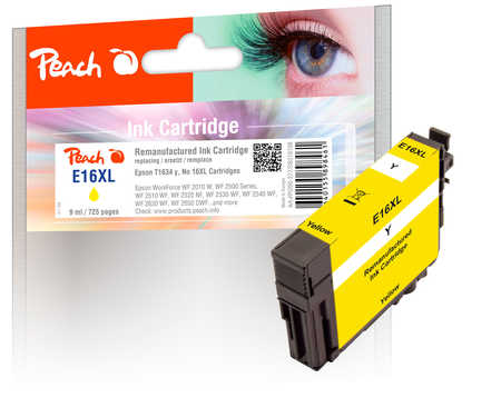 Image of Peach E16XLy Druckerpatrone XL ye ersetzt Epson No. 16XL y, C13T16344010 für z.B. Epson WorkForce WF -2010 W, Epson WorkForce WF -2500bei 3ppp3 Peach online Shop