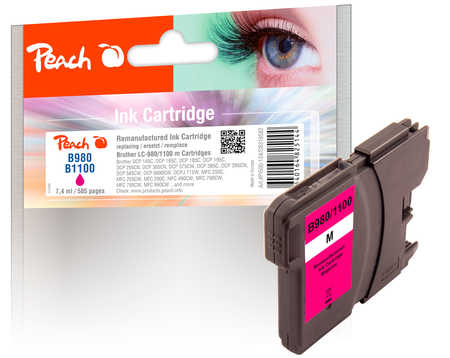 Image of Peach B980 M Druckerpatrone XL ma ersetzt Brother LC-980M, LC-1100M für z.B. Brother DCP -145 C, Brother DCP -160, Brother DCP -163 C
