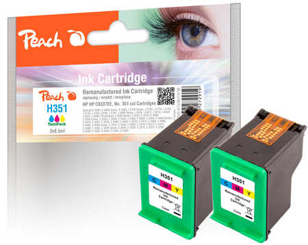 Peach HP 351 2 Druckköpfe 2*col ersetzt HP No. 351*2, CB337EE*2 für z.B. HP DeskJet D 4200, HP DeskJet D 4260, HP DeskJe