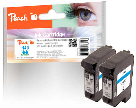 Peach Doppelpack Druckköpfe cyan kompatibel zu Xerox, HP No. 40 c*2, 51640CE*2