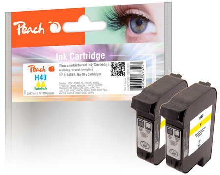 Peach Doppelpack Druckköpfe gelb kompatibel zu Xerox, HP No. 40 y*2, 51640YE*2